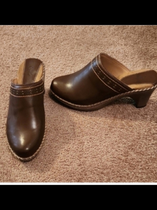 Natural Reflections Shoes - Natural Reflections Dark Brown Leather Slip-On Clogs